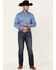 Panhandle Select Men's Solid Blue Poplin Long Sleeve Button-Down Western Shirt , Blue, hi-res