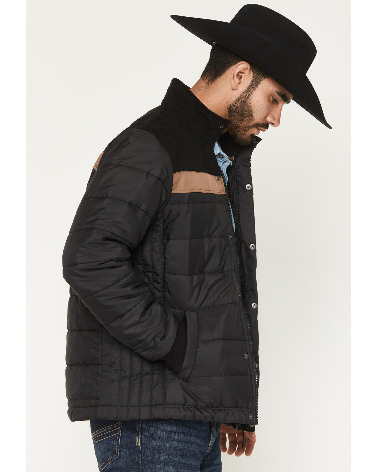 Image #2 - Hooey Men's Banff Packable Puffer Jacket, Black, hi-res