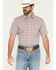 Image #1 - Cody James Men's Neon Moon Floral Print Short Sleeve Button-Down Stretch Western Shirt, Burgundy, hi-res