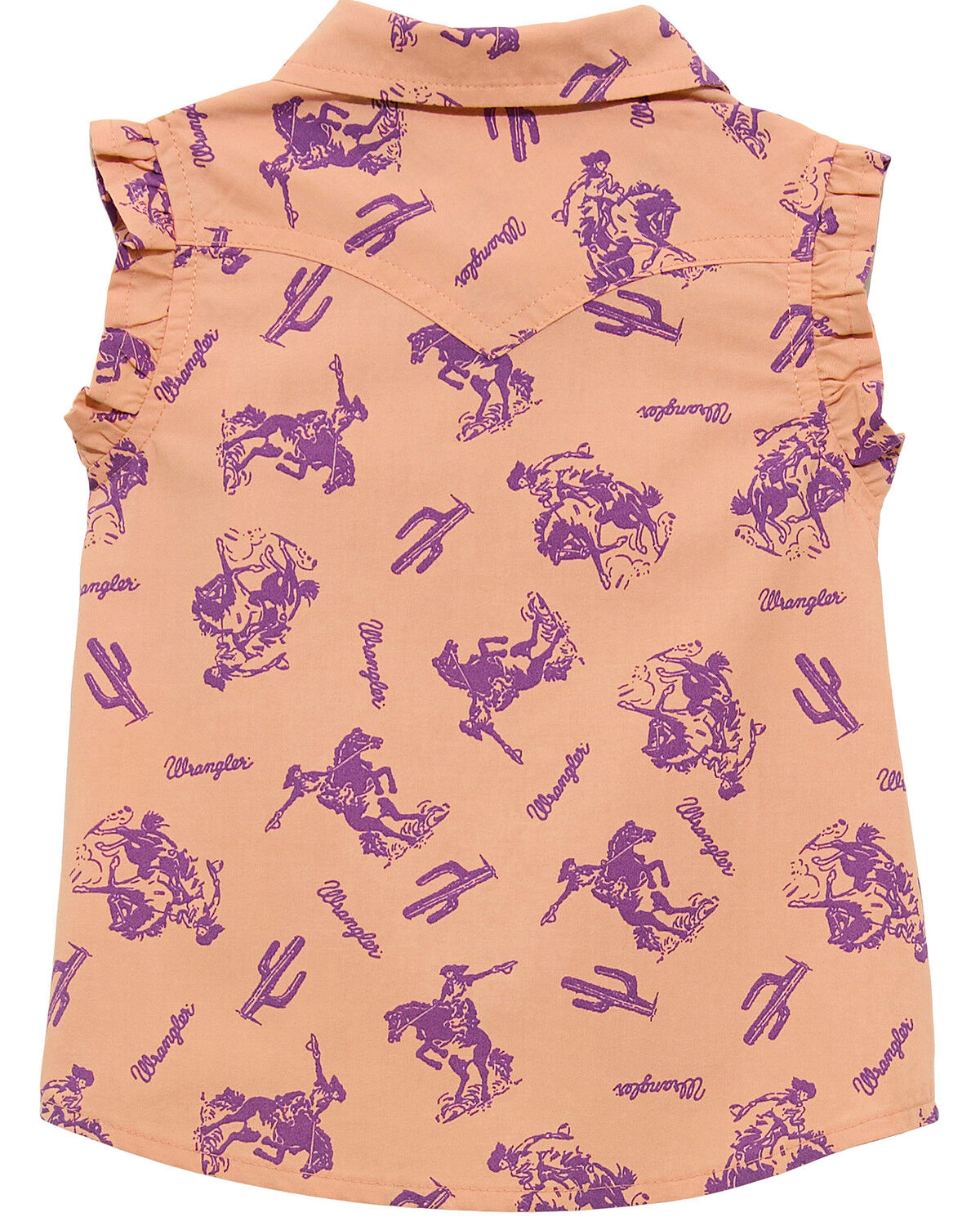 Image #2 - Wrangler Toddler Girls' Western Print Sleeveless Pearl Snap Western Shirt, Orange, hi-res