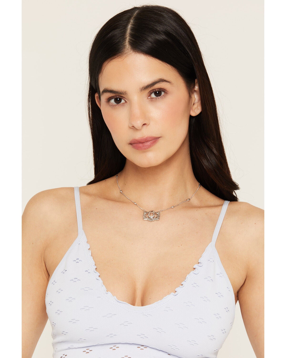 Lainey Wilson Women's Horseshoe Pendant Necklace, Silver, hi-res