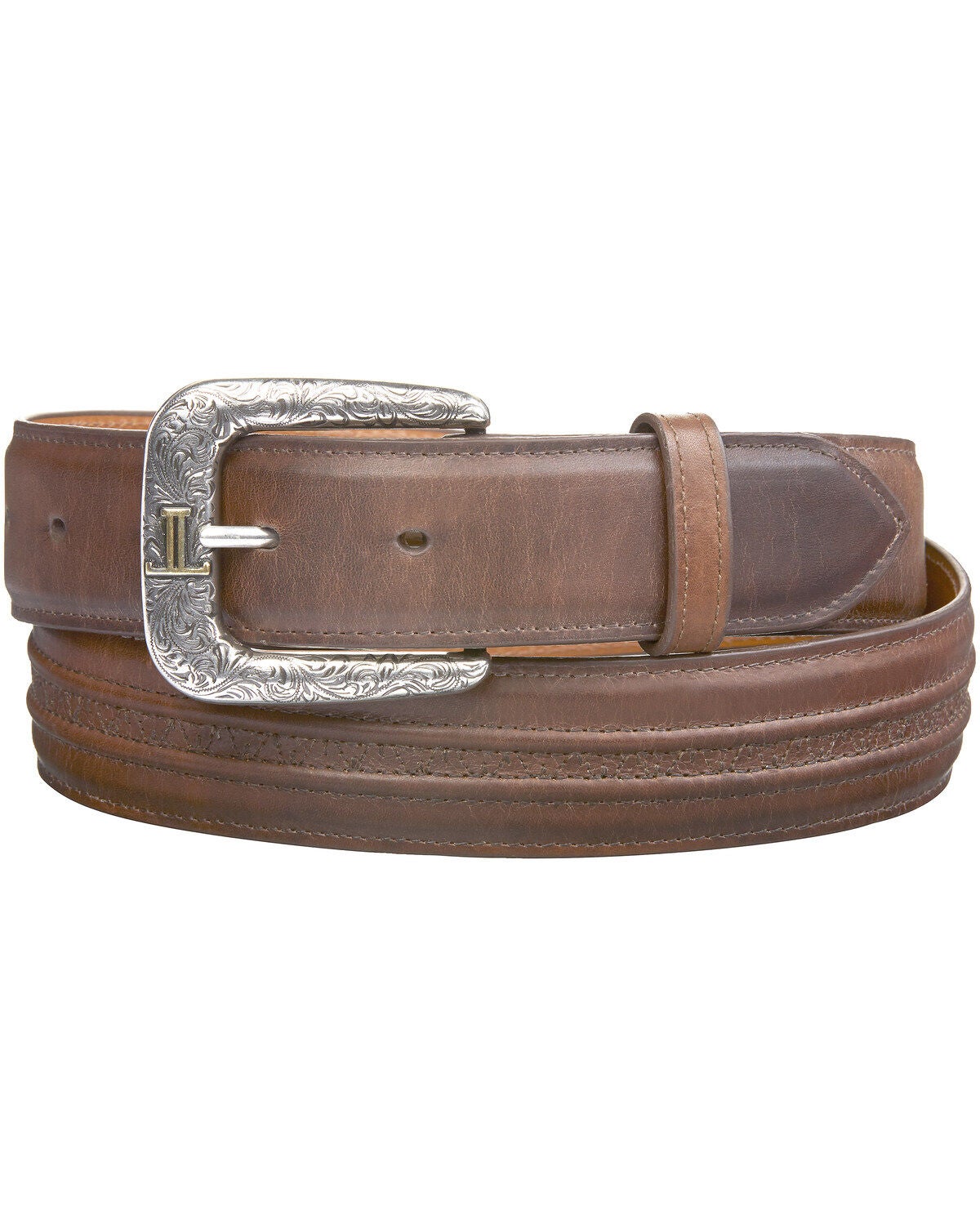 Image #1 - Lucchese Men's Burnished Calf Smooth Leather Belt, , hi-res
