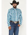 Image #1 - Wrangler Men's Plaid Print Long Sleeve Snap Performance Western Shirt, Teal, hi-res