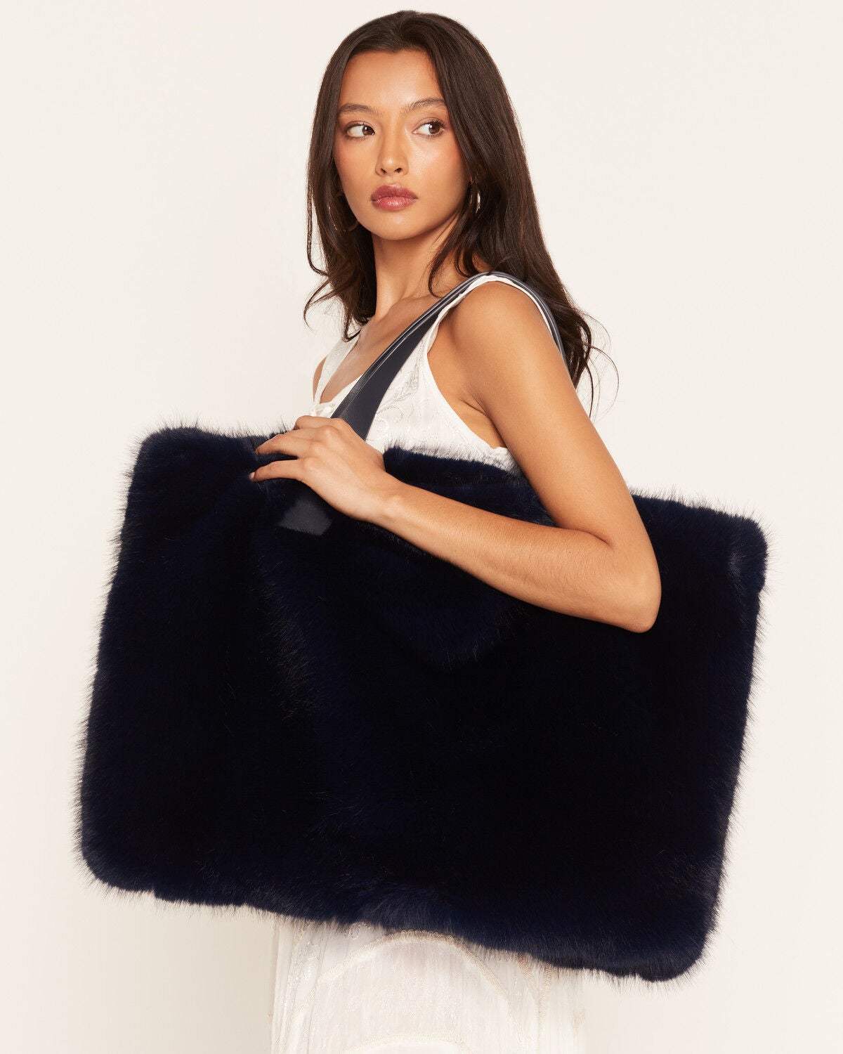 Image #1 - Azalea Wang Women's Confidante Faux Fur Bag, Navy, hi-res