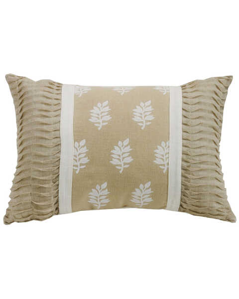 HiEnd Accents Cream Newport Oblong Pillow with Rouching Ends, Cream, hi-res