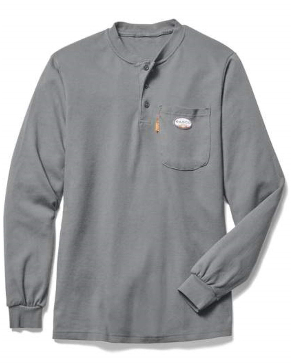 Image #1 - Rasco Men's FR Henley Long Sleeve Work T-Shirt - Big, Grey, hi-res