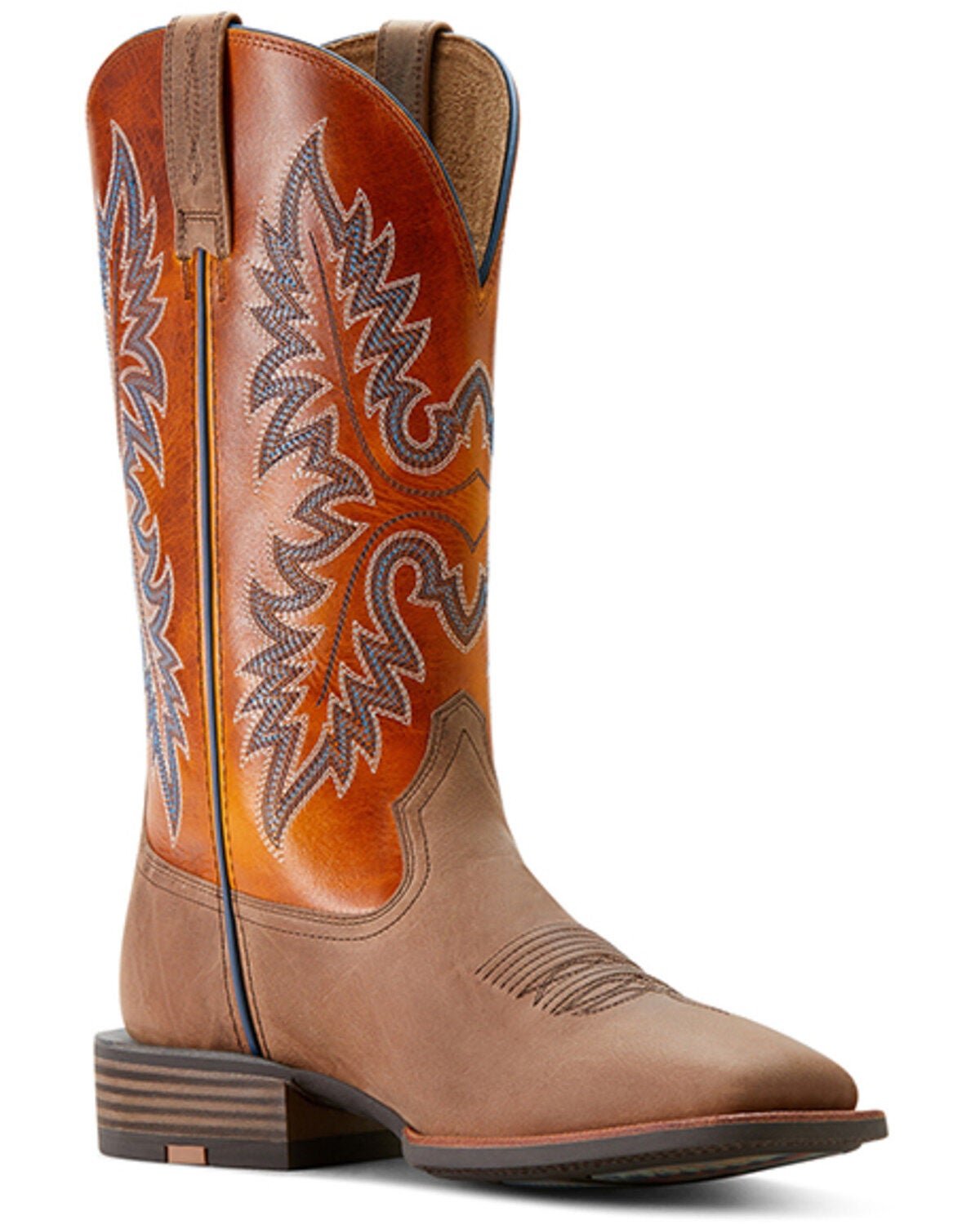 Ariat Men's Hudson Performance Western Boots - Broad Square Toe, Beige, hi-res