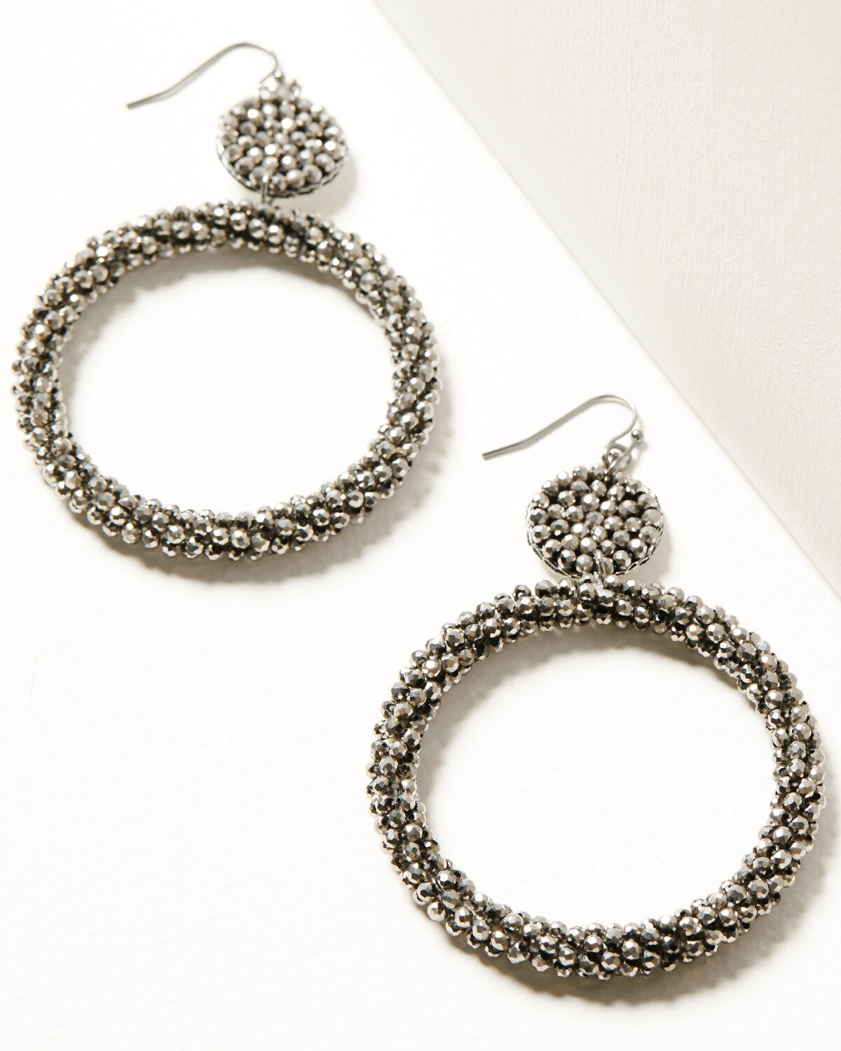 Image #1 - Shyanne Women's Enchanted Forest Pewter Beaded Sparkle Drop Earrings, Pewter, hi-res