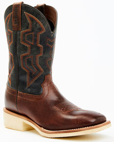RANK 45® Men's Bullet Saddle Western Performance Boots - Broad Square Toe, Black/brown, hi-res