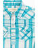 Shyanne Infant Girls' Short Sleeve Plaid Print Onesie, Turquoise, hi-res