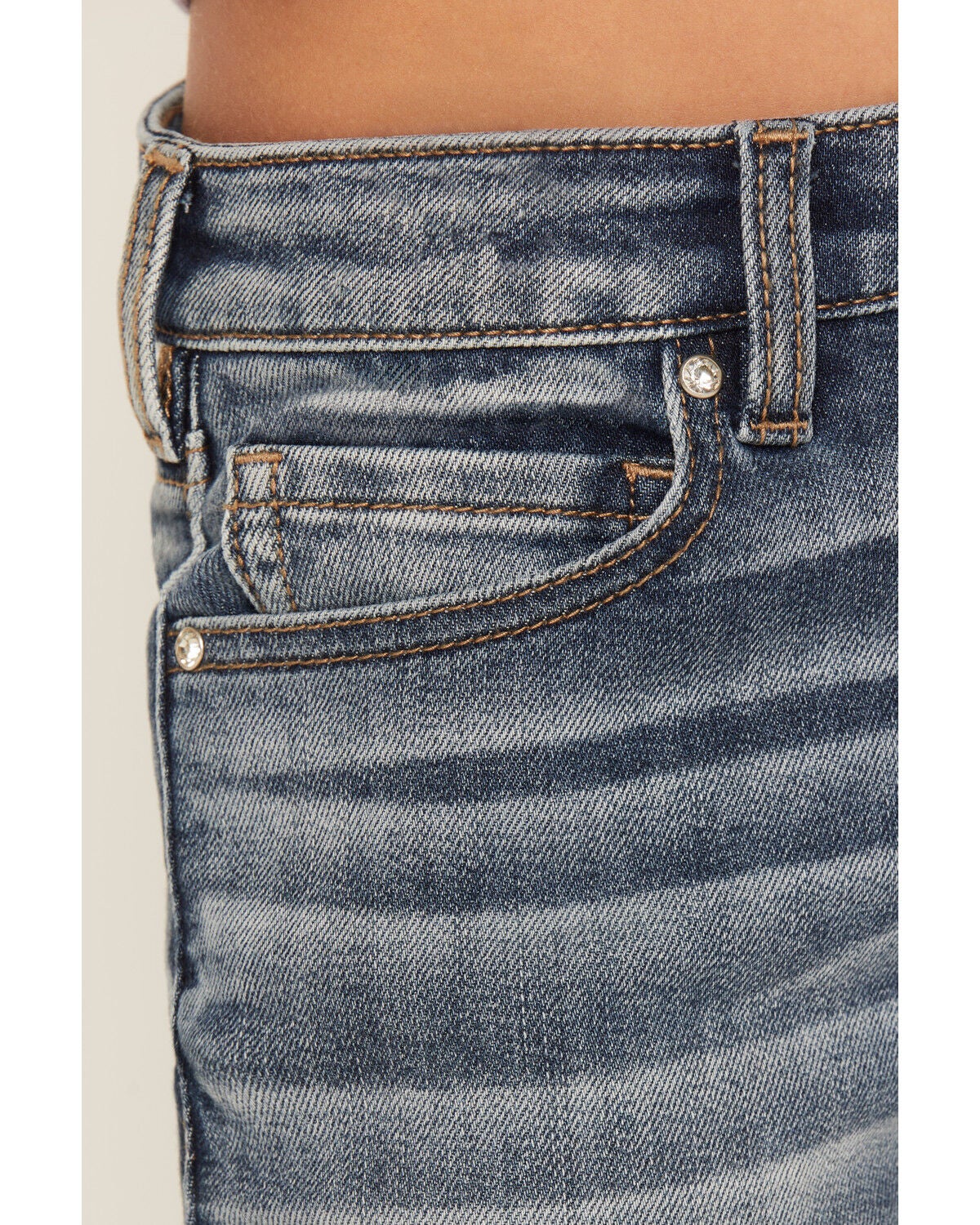Image #2 - Shyanne Girls' Shay Medium Wash Southwestern Pocket Bootcut Stretch Denim Jeans, Medium Wash, hi-res
