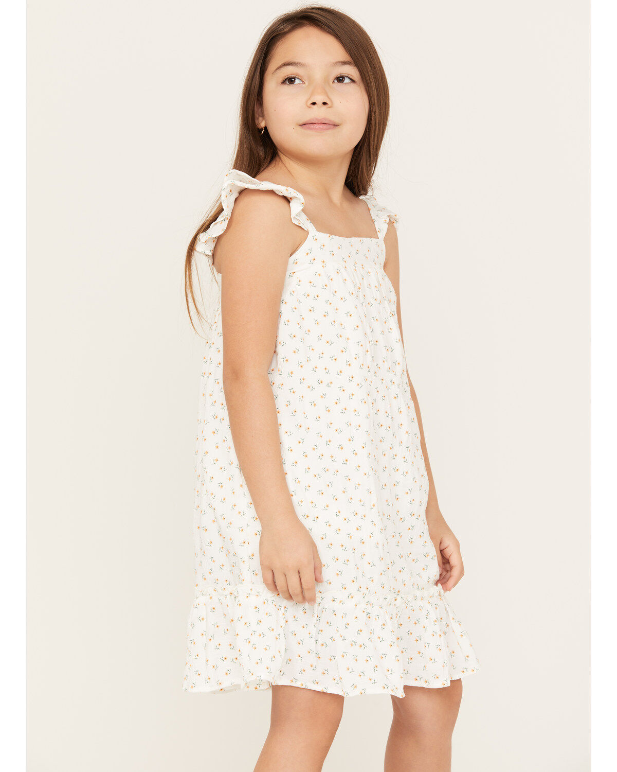 Image #2 - Hayden Girls' Ditsy Floral Print Sleeveless Shift Mini Dress, White, hi-res