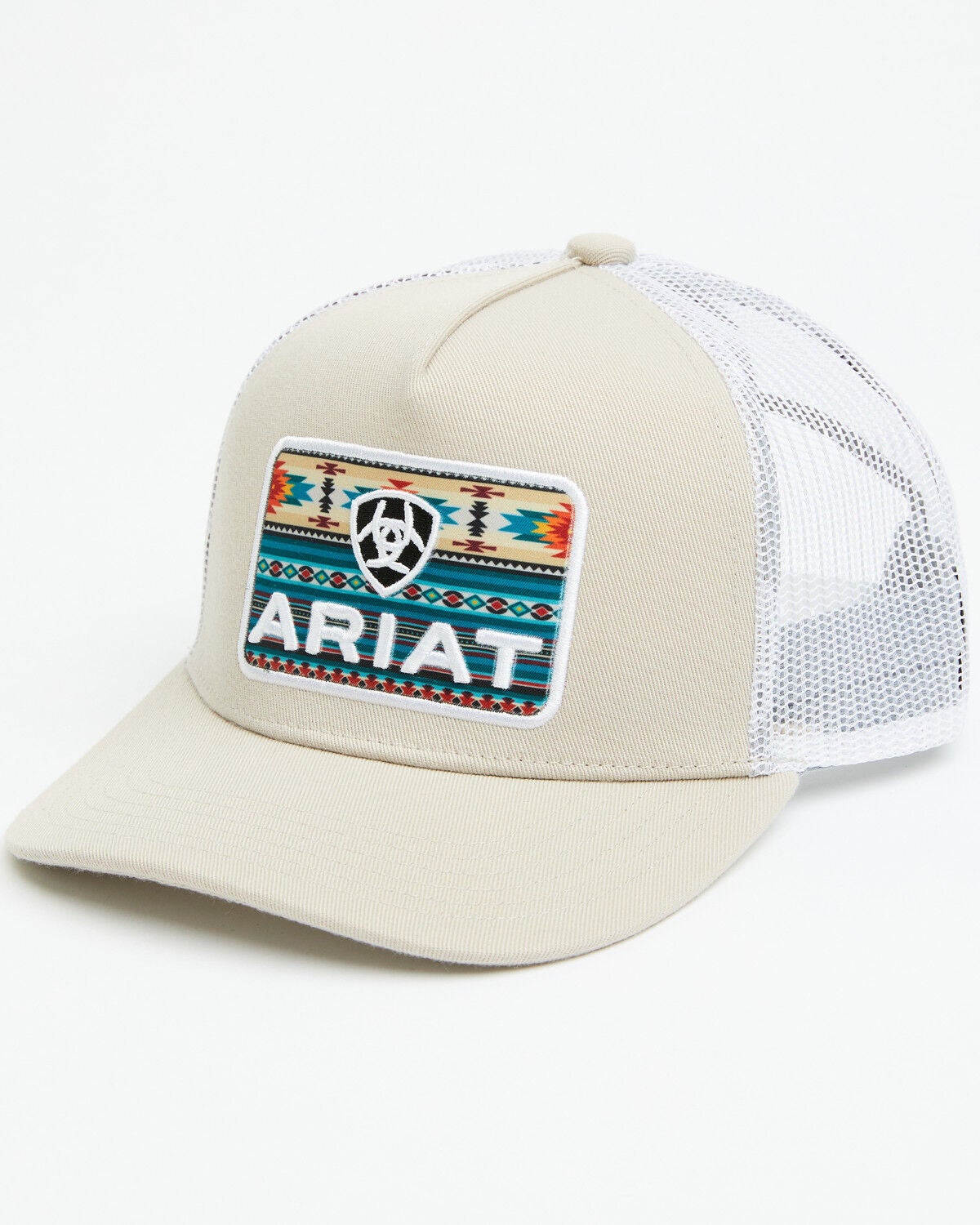 Ariat Boys' Southwestern Patch Ball Cap, White, hi-res
