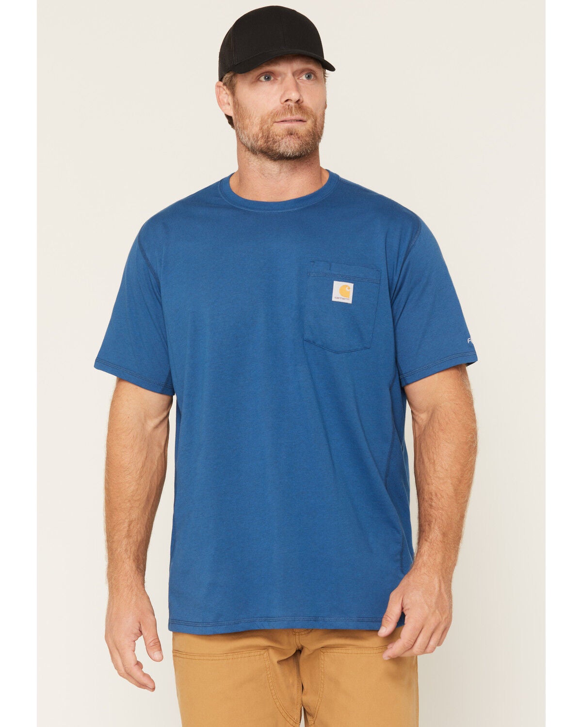 Image #1 - Carhartt Men's Delmont Force&reg; Short Sleeve T-Shirt, Light Blue, hi-res