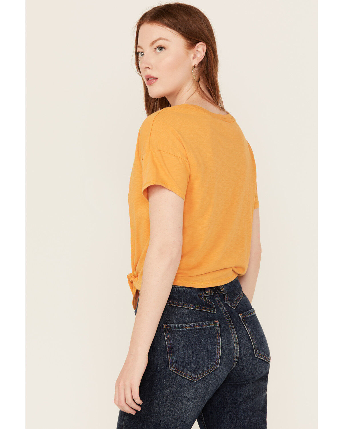 Image #4 - Shyanne Women's Cowboy Take Me Away Short Sleeve Tie-Front Tee, Gold, hi-res