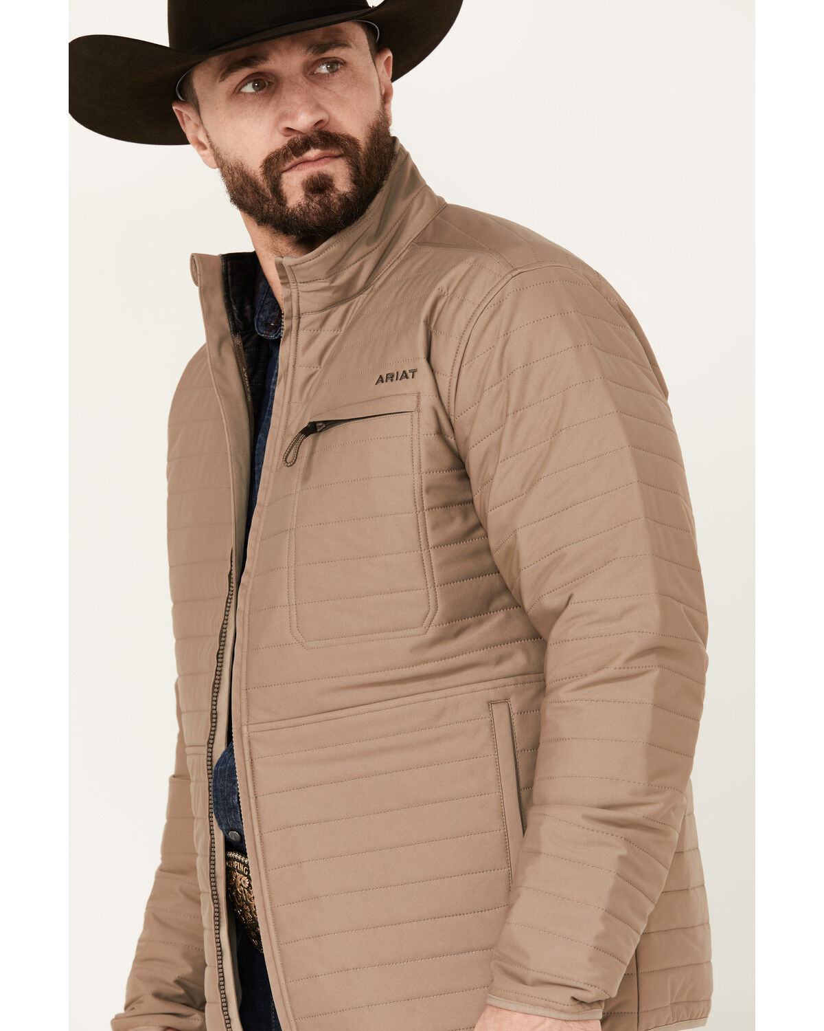 Image #2 - Ariat Men's Wylie Lightweight Zip-Up Puffer Jacket - Tall, Khaki, hi-res