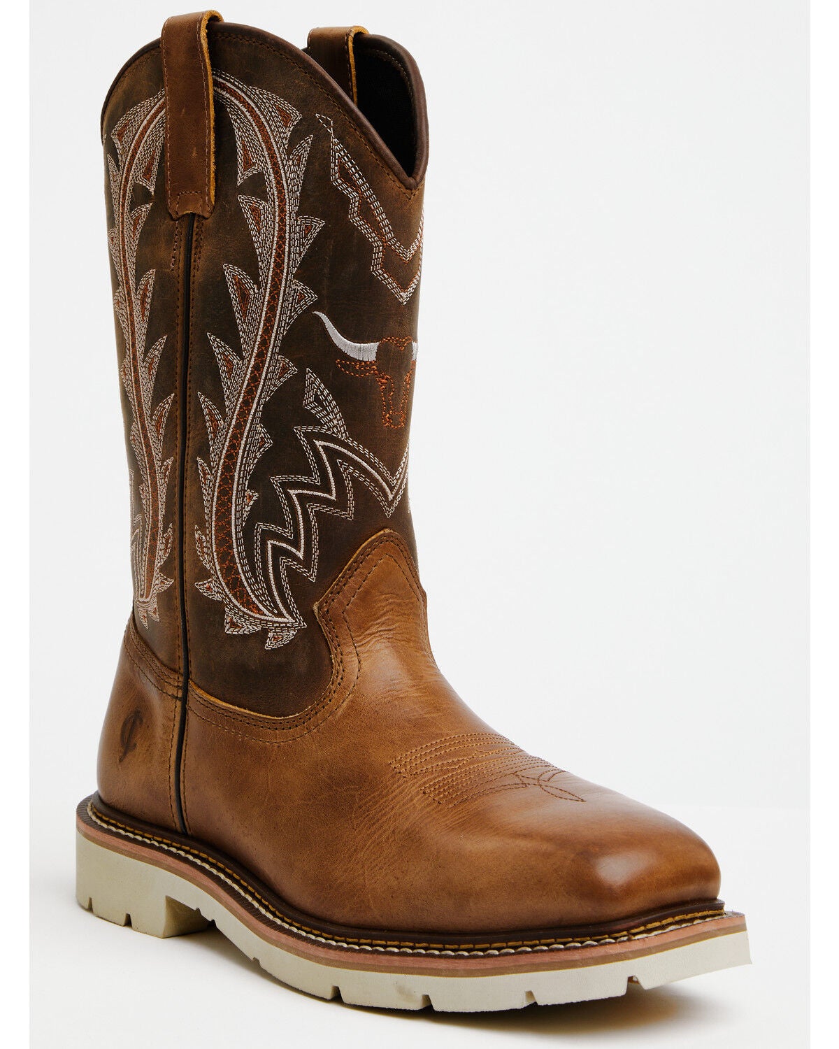 Cody James Men's 11" Pull-On Work Boots - Steel Toe, Brown, hi-res