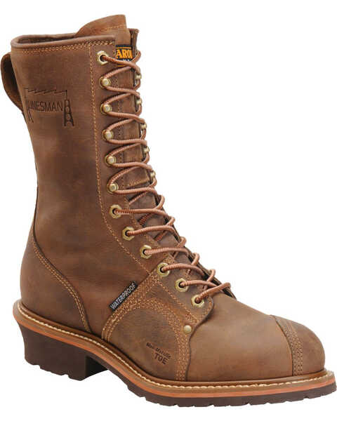 Carolina Men's Waterproof Linesman Work Boots - Composite Toe, Brown, hi-res