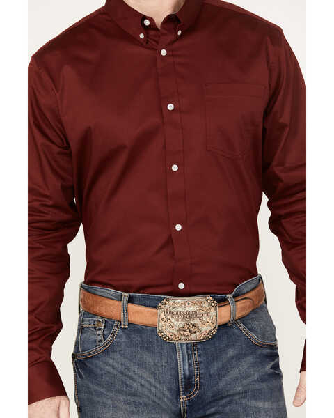 RANK 45® Men's Solid Basic Twill Logo Long Sleeve Button-Down Western ...