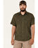 Image #1 - Hooey Men's Solid Habitat Sol Short Sleeve Snap Western Shirt, Olive, hi-res