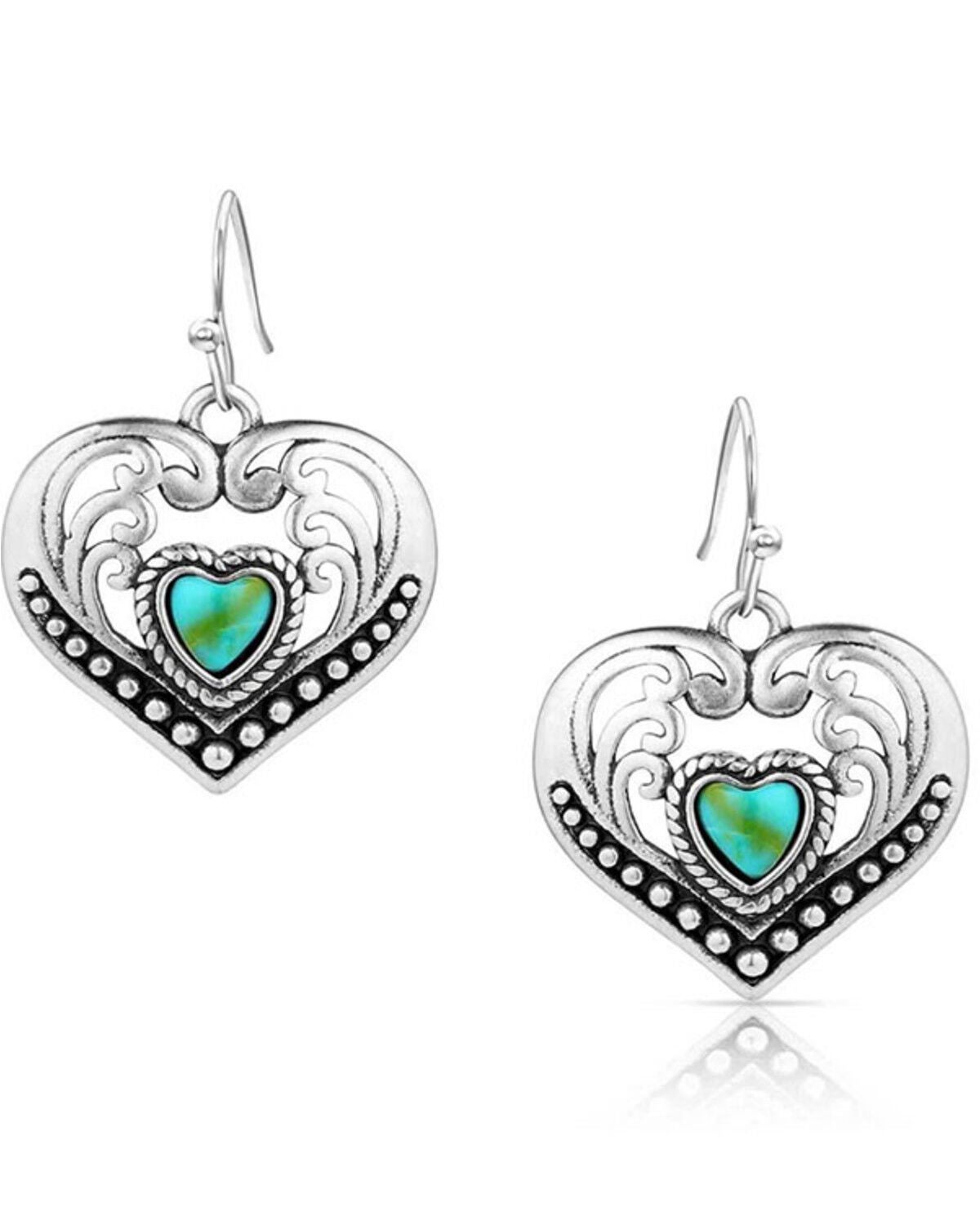 Montana Silversmiths Women's Fierce Hearts Earrings, Silver, hi-res