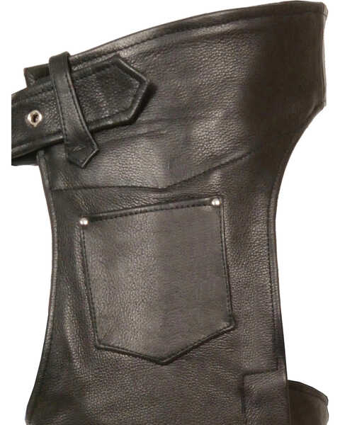 Image #2 - Milwaukee Leather Men's Fully Lined Naked Cowhide Chaps - 3X, Black, hi-res