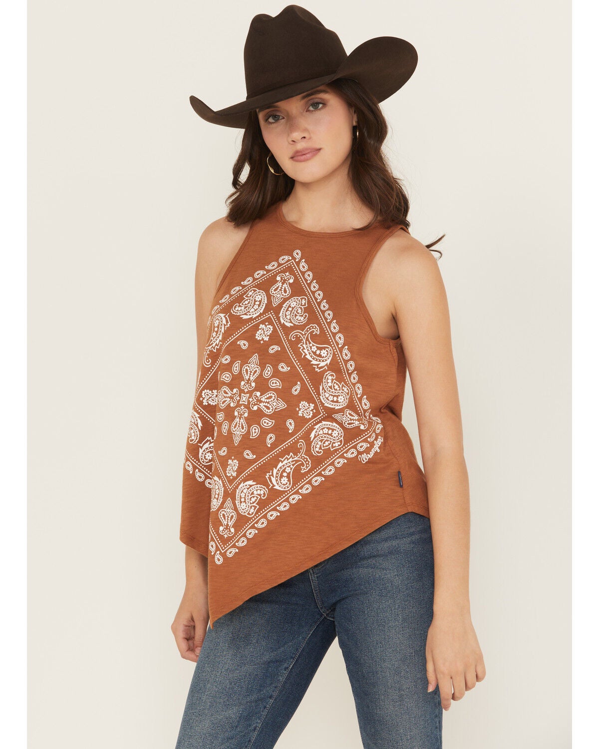 Wrangler Retro Women's Bandana Sleeveless Tank Top, Brown, hi-res