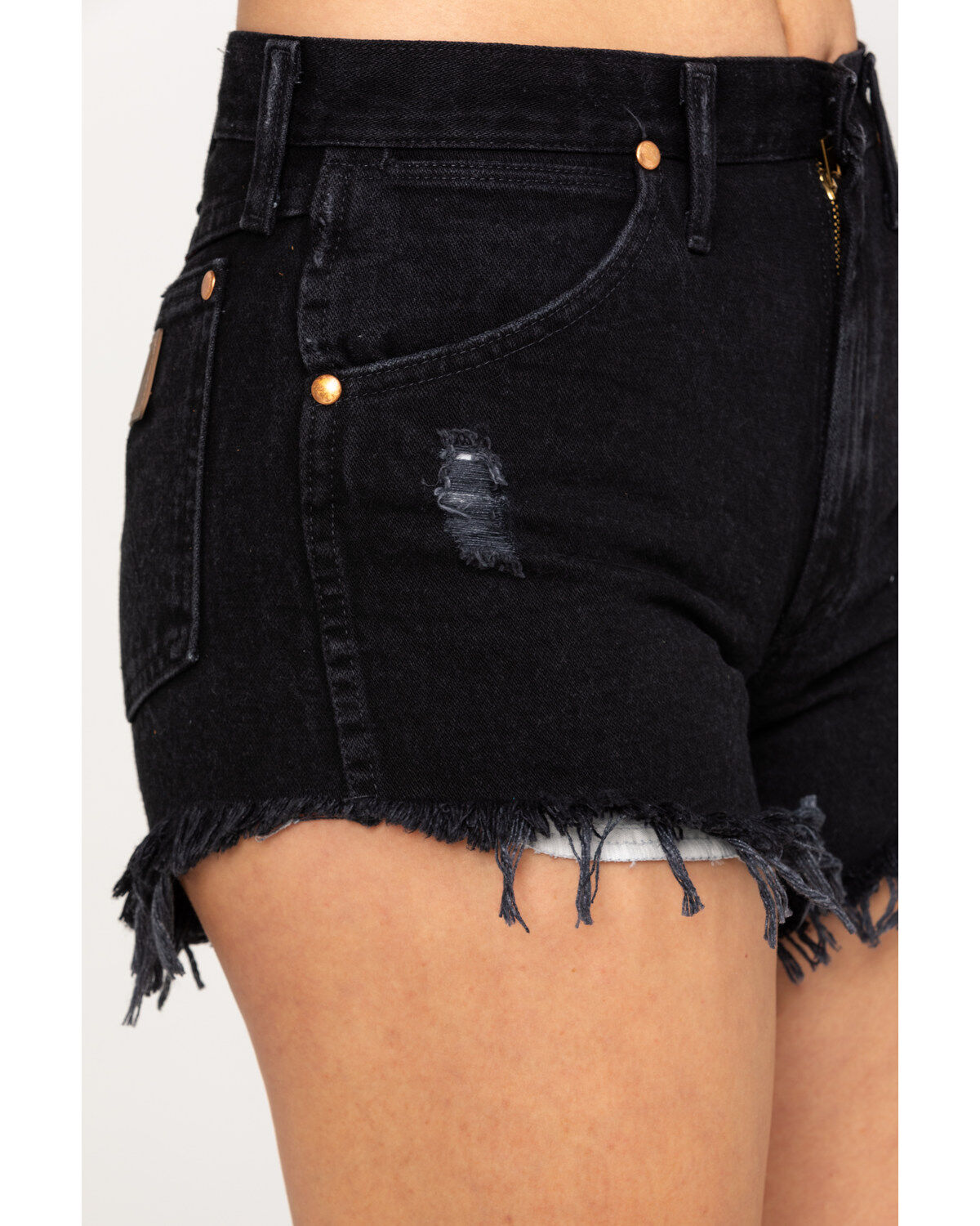 Image #5 - Wrangler Modern Women's Black Heritage Frayed Hem Shorts, Black, hi-res
