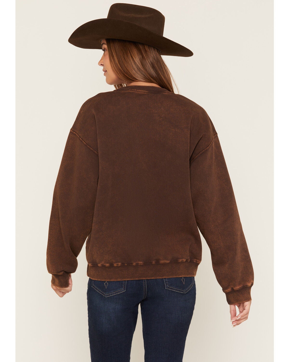 Image #4 - Shyanne Women's Embroidered Horses Crew Neck Sweatshirt, Cognac, hi-res