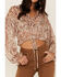 Lush Women's Cinch Detail Long Sleeve Blouse, Brown, hi-res