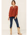 Flying Tomato Women's Embroidered Long Sleeve Peasant Top, Rust Copper, hi-res