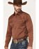 Blue Ranchwear Men's Long Sleeve Button Down Western Shirt, Wine, hi-res