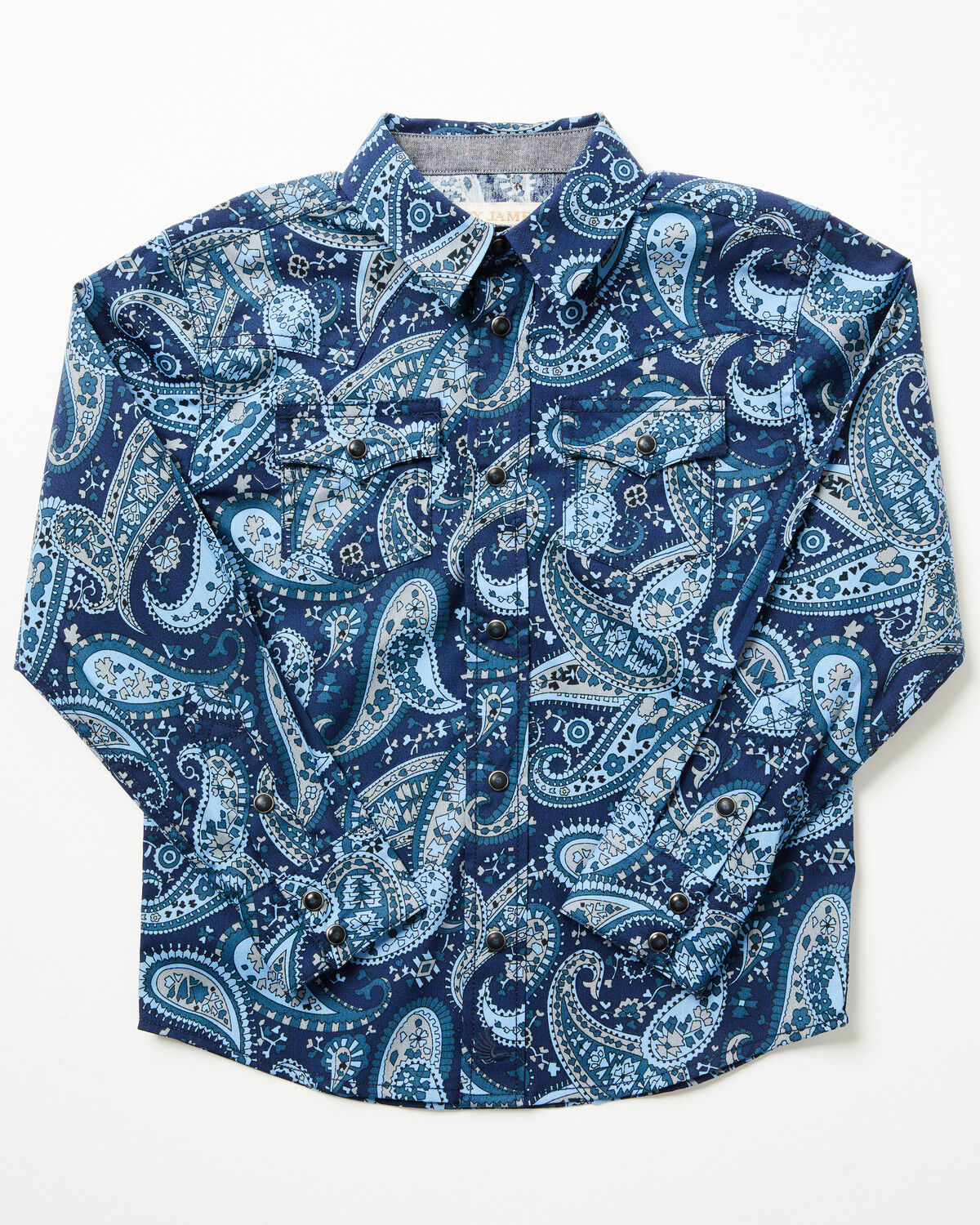 Image #1 - Cody James Toddler Boys' Westward Paisley Print Long Sleeve Snap Western Shirt, Navy, hi-res