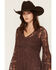 Image #2 - Scully Women's Lace Crochet Long Bell Sleeve Mini Dress, Chocolate, hi-res