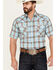 Image #1 - Ely Walker Men's Plaid Print Short Sleeve Pearl Snap Western Shirt, Aqua, hi-res