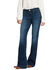 Image #2 - Ariat Women's Kelsea Trouser Stretch Wide Leg Jeans, Blue, hi-res