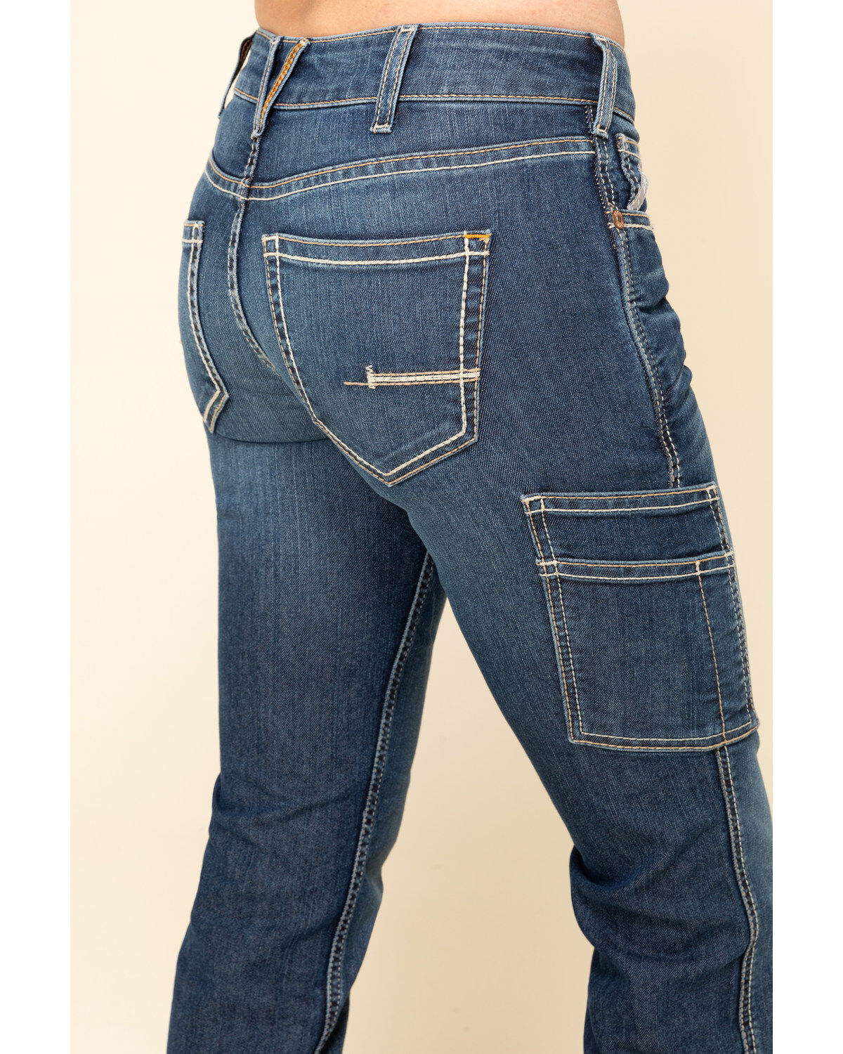 Image #4 - Ariat Women's Rebar Mid Rise Durastretch Nightride Riveter Work Straight Jeans, Blue, hi-res