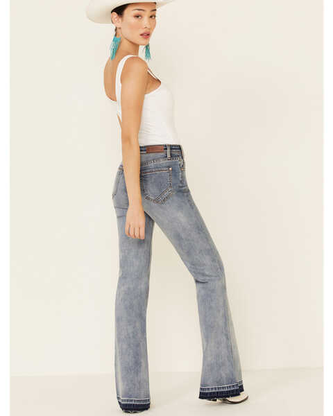 Image #3 - Rock & Roll Denim Women's Button Front Trouser Jeans, Blue, hi-res
