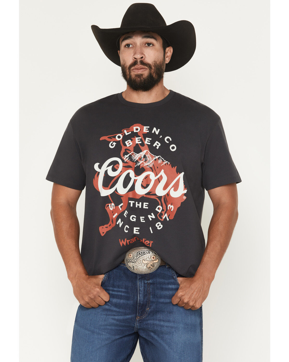 Image #1 - Wrangler X Coors Banquet Men's Not My First Banquet Short Sleeve Graphic T-Shirt, Black, hi-res