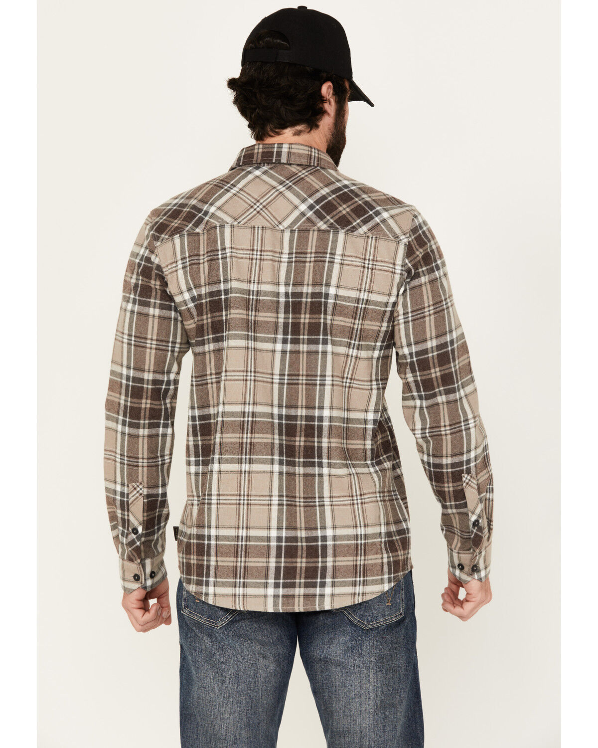 Image #4 - Brothers and Sons Men's Marrow Plaid Print Long Sleeve Button-Down Western Shirt, Light Grey, hi-res