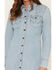 Image #3 - Wrangler Women's Light Wash Long Sleeve Cinched Waist Maxi Dress, , hi-res