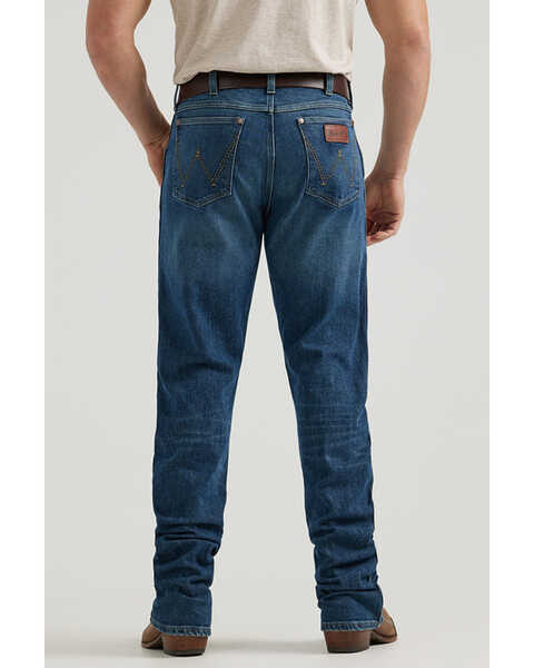 Image #3 - Wrangler Retro Men's 77MWZ Lindel Dark Wash Slim Bootcut Stretch Denim Jeans - Tall, Dark Medium Wash, hi-res