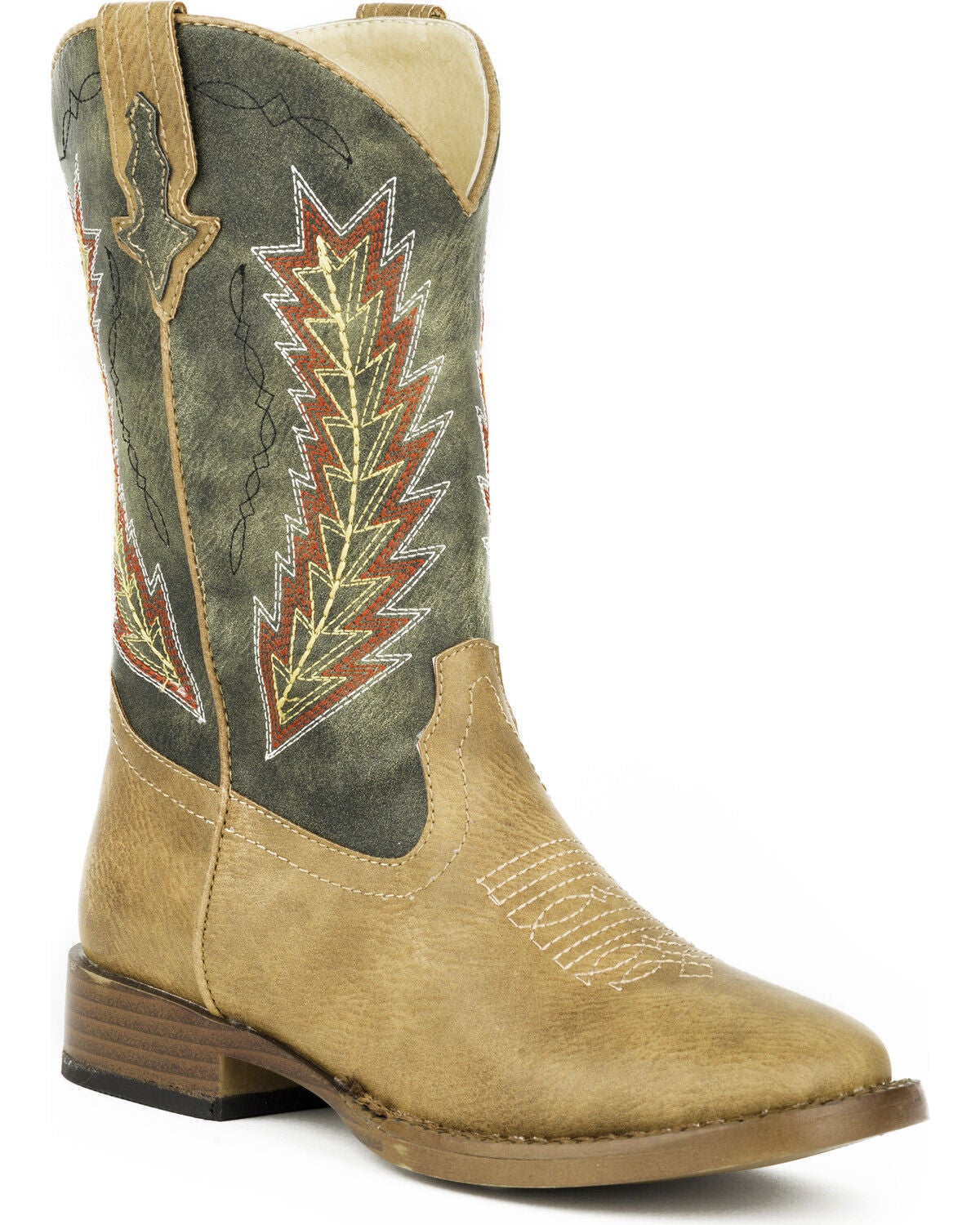 Roper Boys' Arrowheads Western Boots - Square Toe, Tan, hi-res