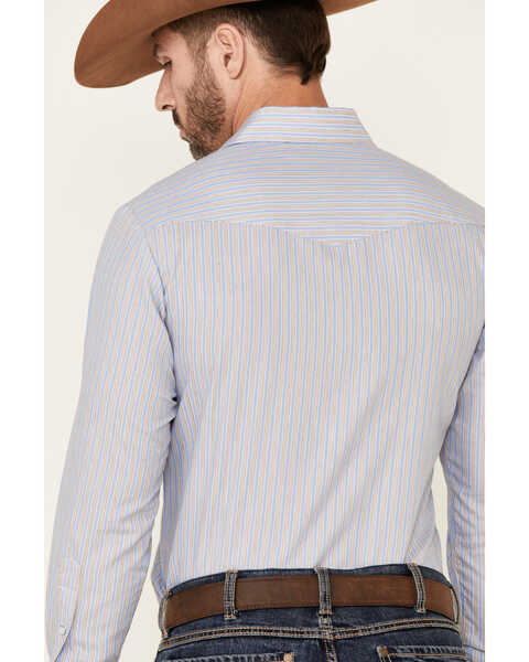 Roper Men's Classic Striped Long Sleeve Snap Western Shirt , Blue, hi-res