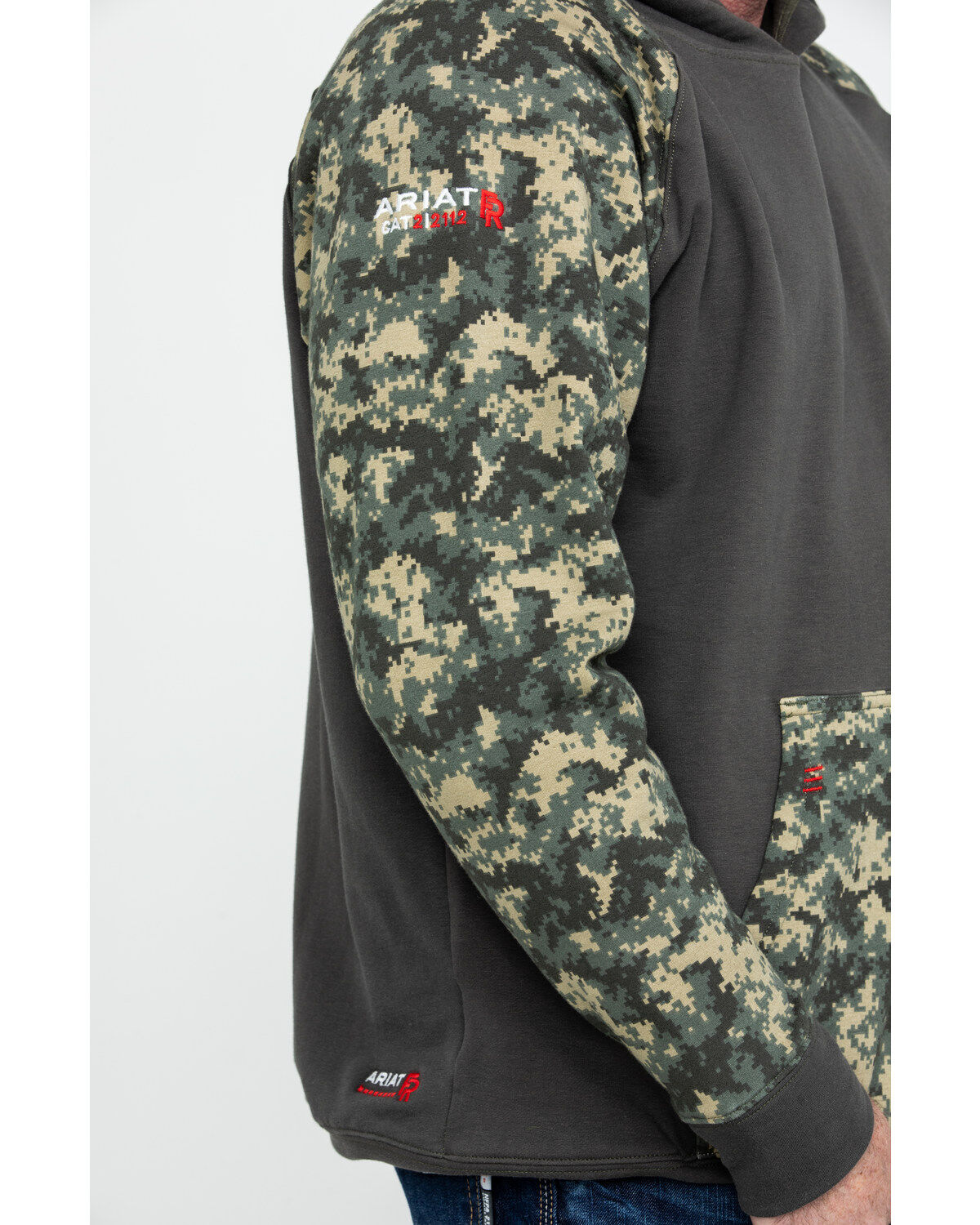 Image #4 - Ariat Men's FR Durastretch Camo Patriot Work Hooded Sweatshirt, Camouflage, hi-res