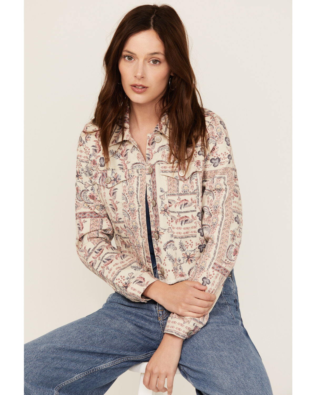 Shyanne Women's Americana Print Denim Jacket, Multi, hi-res