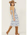 Beyond The Radar Women's Floral Eyelet Hem Sleeveless Midi Dress , Blue, hi-res