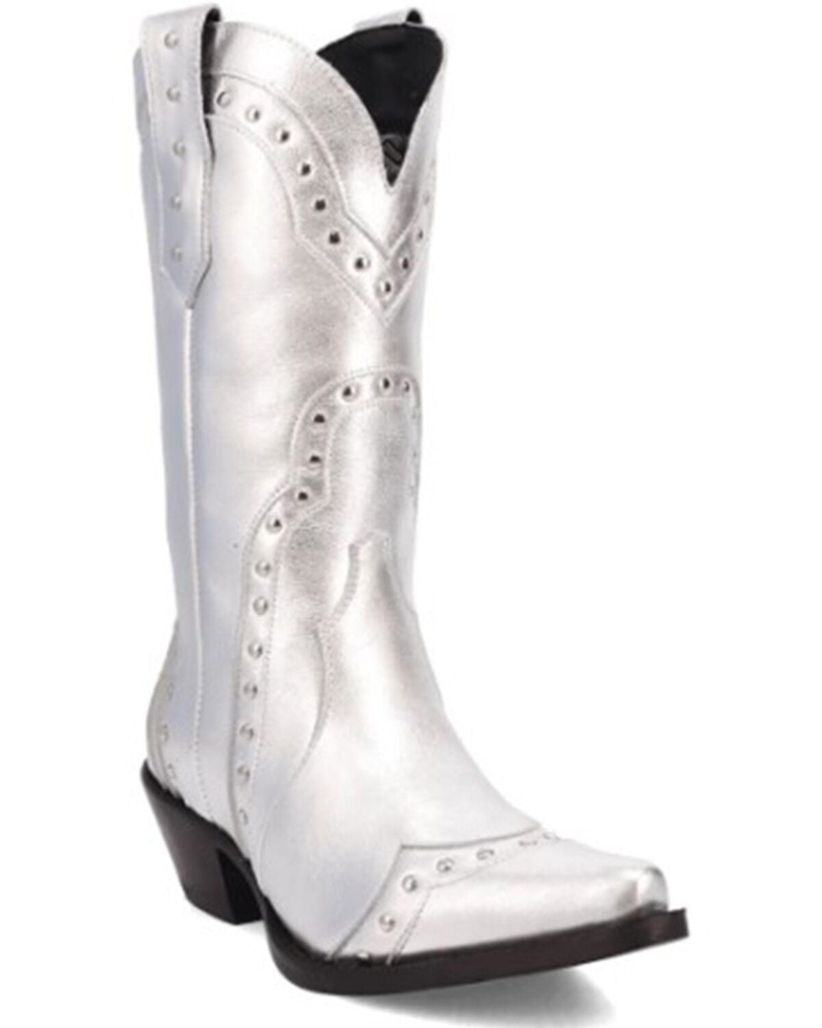 Dingo Women's Sweet Treat Metallic Western Boots - Snip Toe, Silver, hi-res