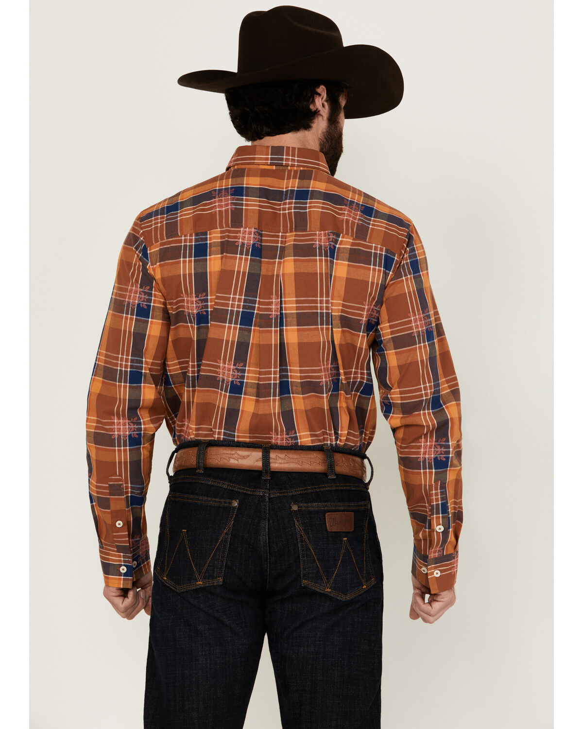 Image #4 - Cody James Men's Dobby Plaid Print Long Sleeve Button-Down Stretch Western Shirt, Blue, hi-res