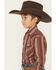Image #2 - Ely Walker Boys' Striped Long Sleeve Pearl Snap Western Shirt, Burgundy, hi-res